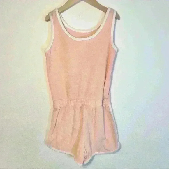 Cat & Jack Toddler Girls Sleeveless Peach Terry Romper Size Medium - Picture 2 of 5